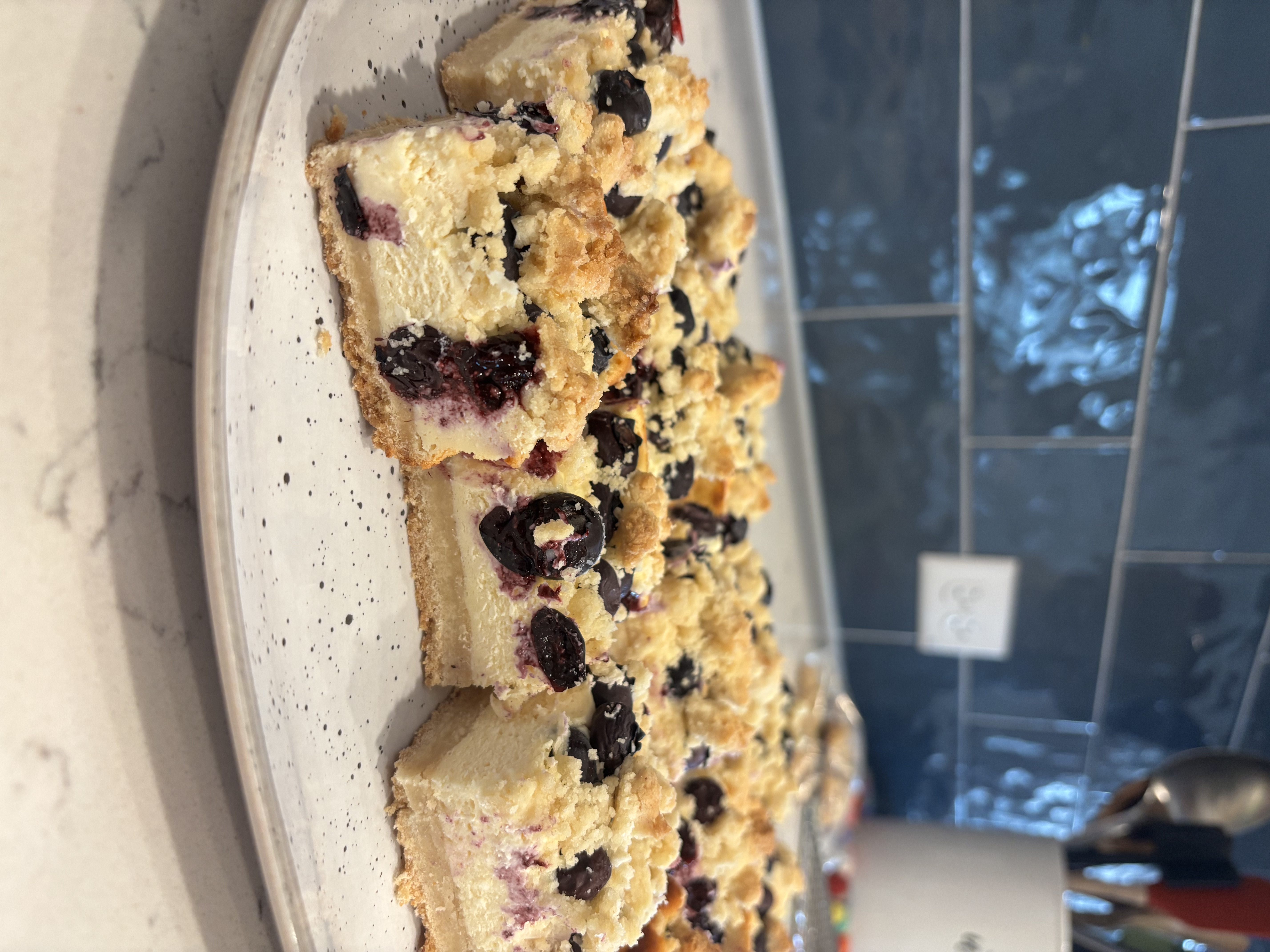 Blueberry cheesecake bar with streusel